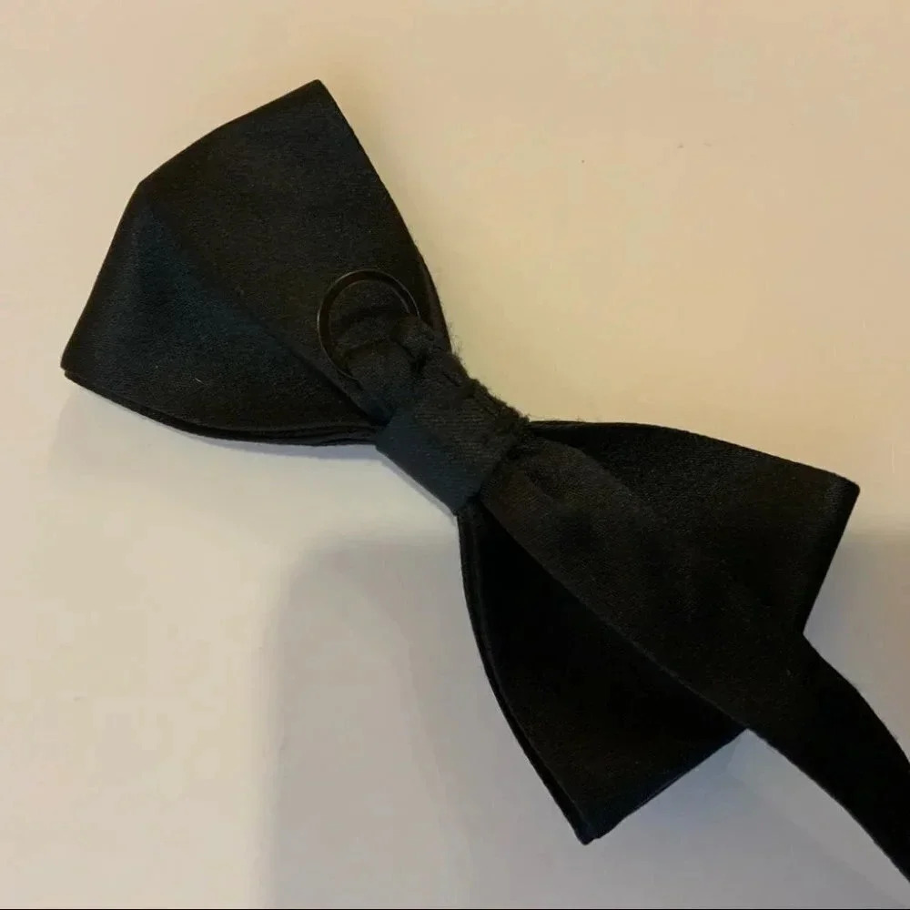 Vintage Black Adjustable Clip On Bow Tie Tuxedo Formal Accessories - Picture 7 of 9